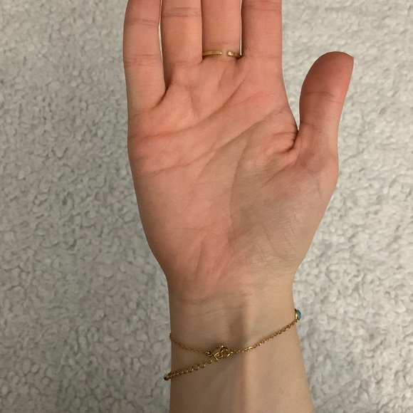 Turquoise and Gold Roman Numeral Hand Chain - Picture 7 of 17